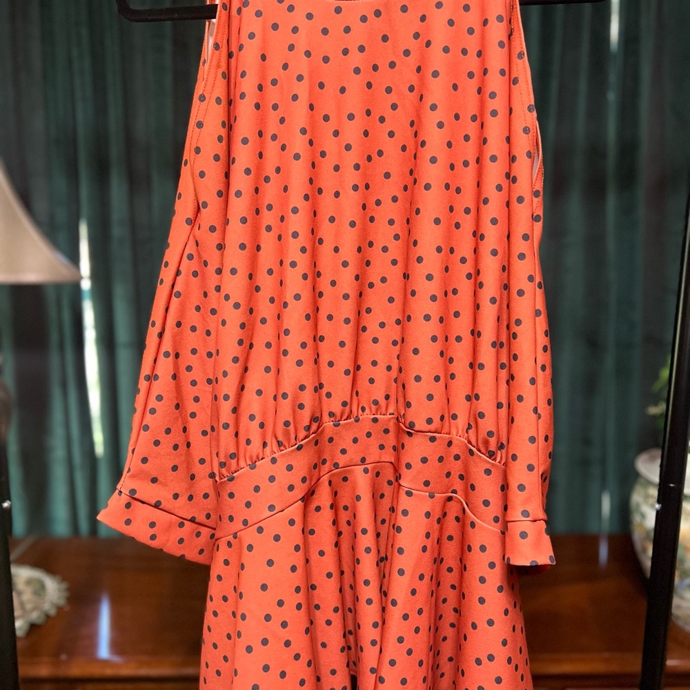 Boohoo Plus Orange and Black Polka Dot Blouse